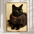 Black Cat Ruby Necklace Poster, Regal Feline Portrait, Jewelled Art Print