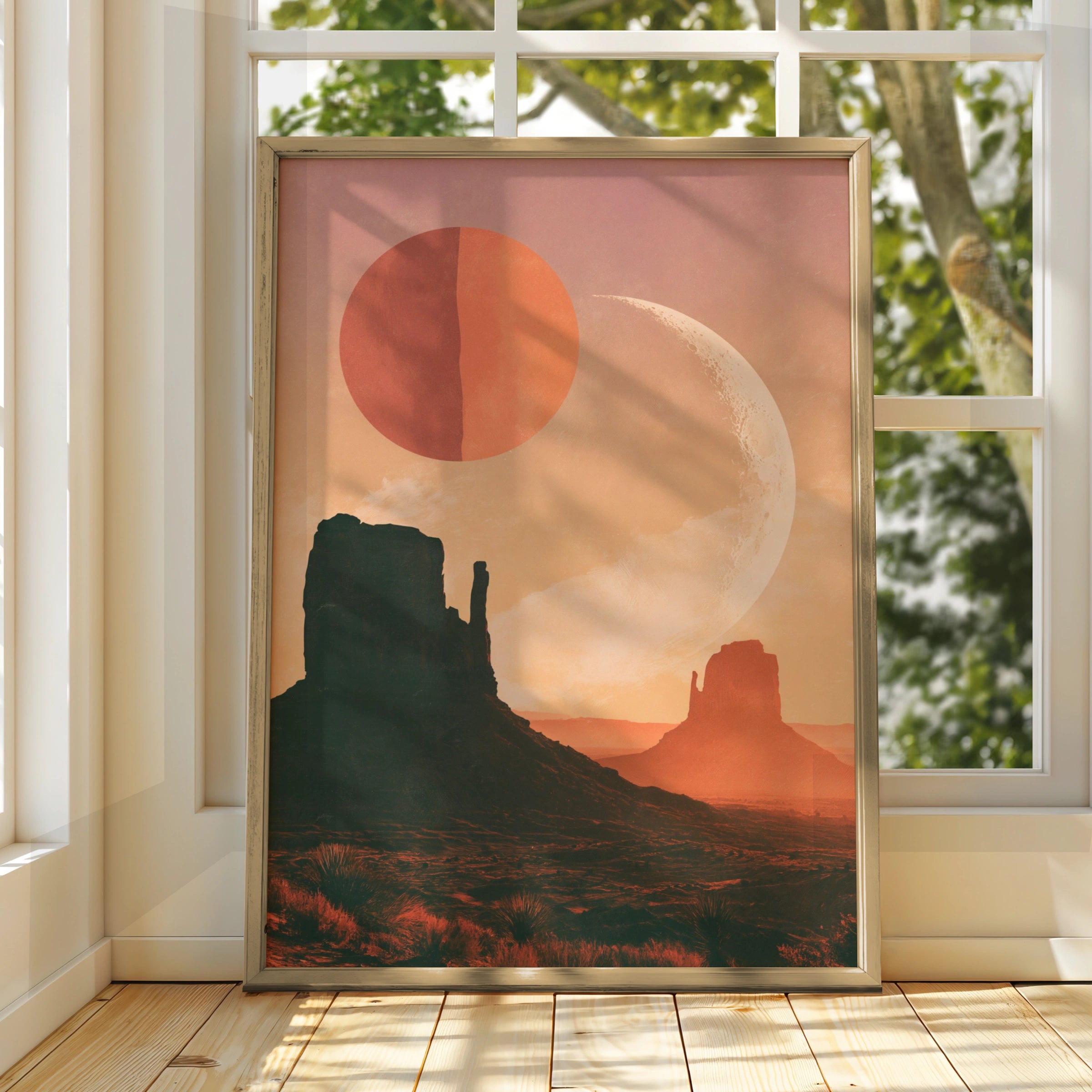 Canyon Desert Sun Poster, Monument Valley Wall Art, Boho Southwest Print
