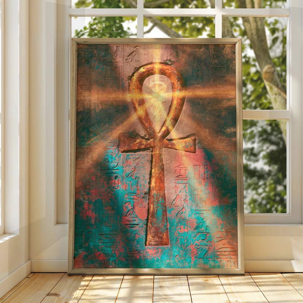 Ankh Symbol Poster, Ancient Egypt Wall Art, Hieroglyphics Print, Mystical