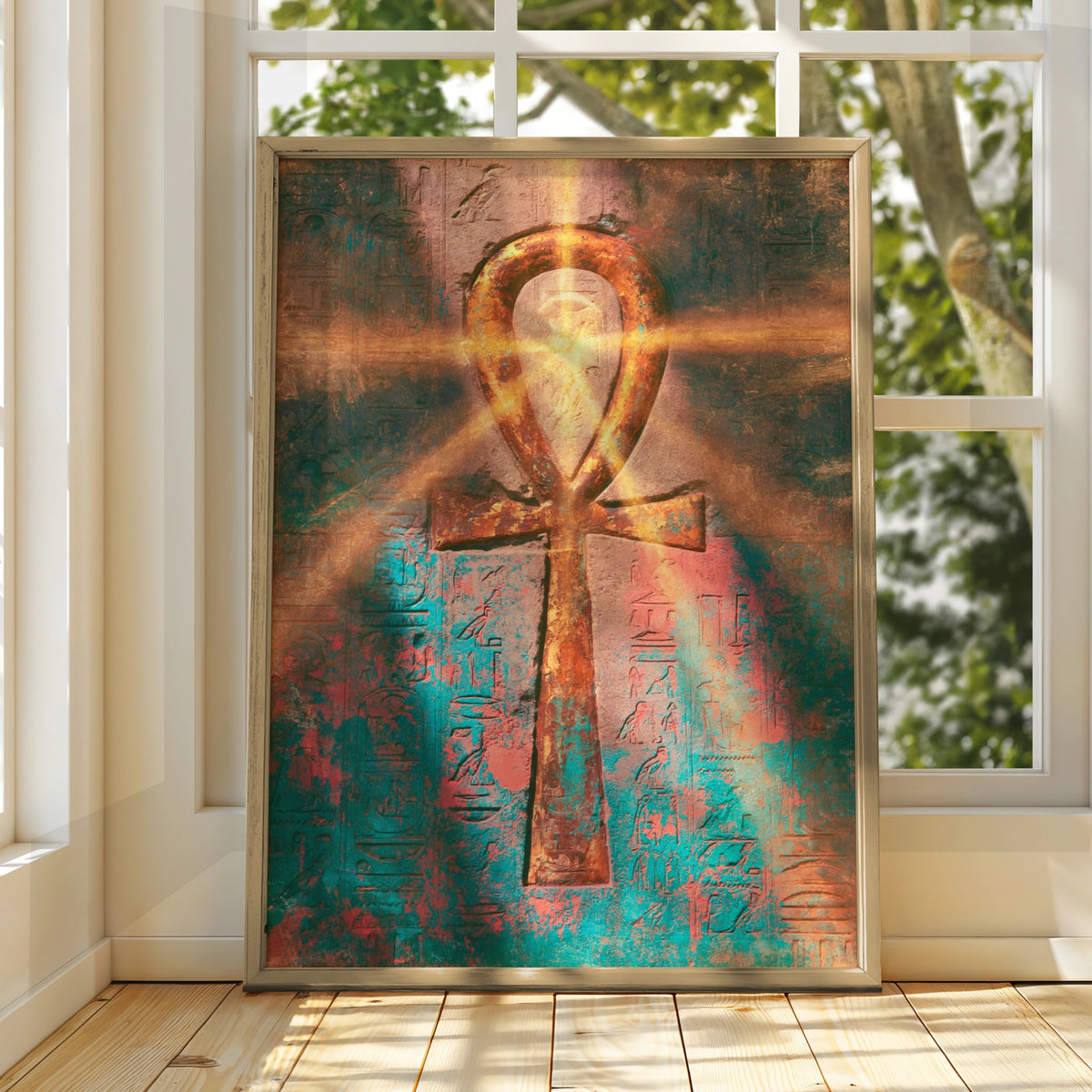 Ankh Symbol Poster, Ancient Egypt Wall Art, Hieroglyphics Print, Mystical