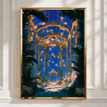 Underwater Glass House Jellyfish Poster, Baroque Greenhouse Art Print, Fantasy Ocean