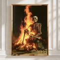 Skeleton Fire Dice Poster, Dark Gothic Wall Art, Oil Painting Style Print
