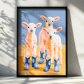Lambs in Cowboy Boots Poster, Funny Sheep Wall Art, Quirky Animal Print