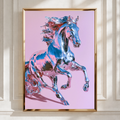 Chrome Horse Poster, Rearing Stallion Print, Pink Metallic Wall Art