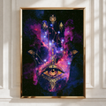 Hamsa Hand Cosmic Galaxy Poster, All-Seeing Eye, Spiritual Wall Art
