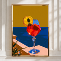 Red Sea Cocktail Poster, Mediterranean Drink Art Print, Bold Colourful Style