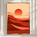 Desert Sun Minimalist Poster, Red Sand Dunes Wall Art, Boho Print
