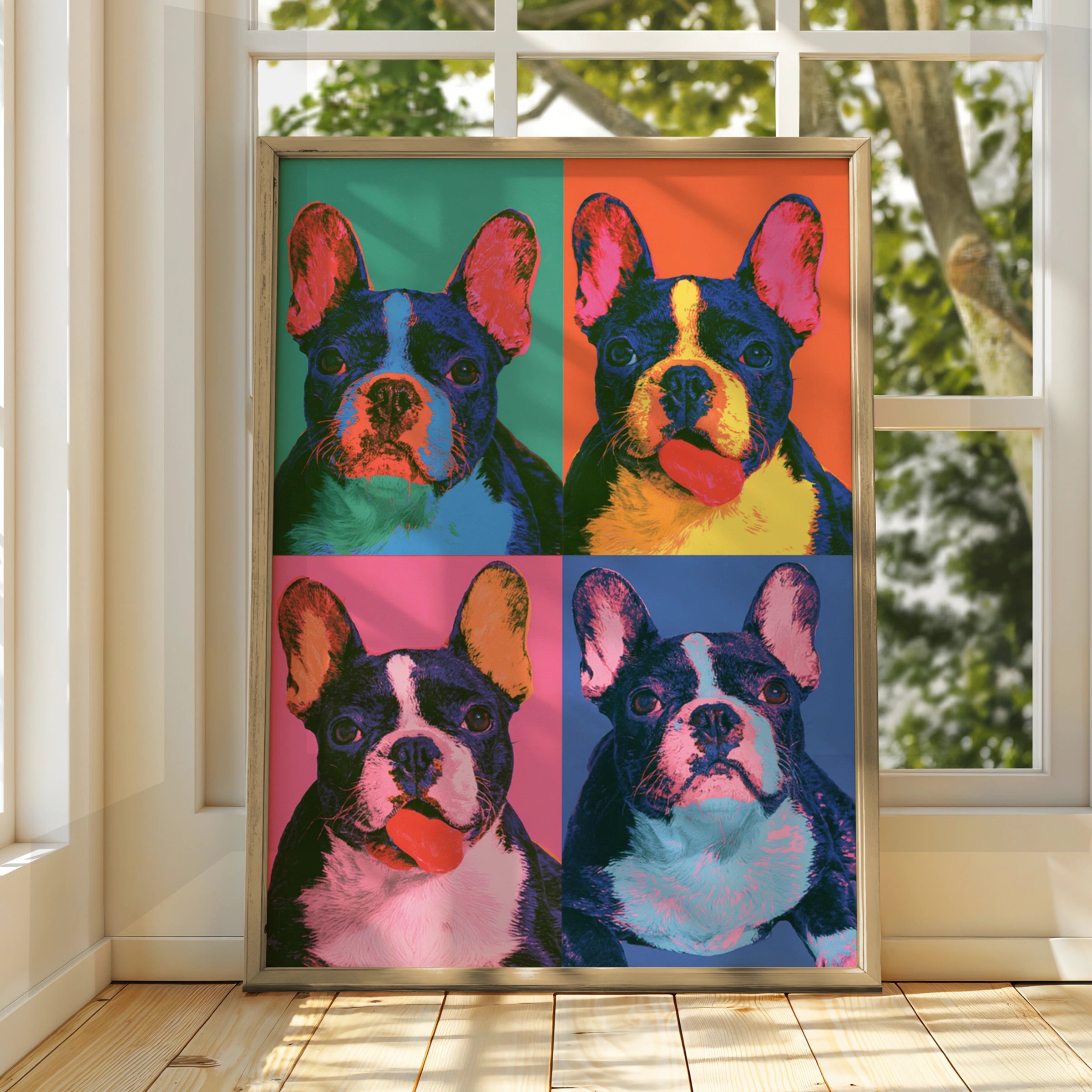 French Bulldog Pop Art Poster, Frenchie Wall Art, Bold Colourful Print