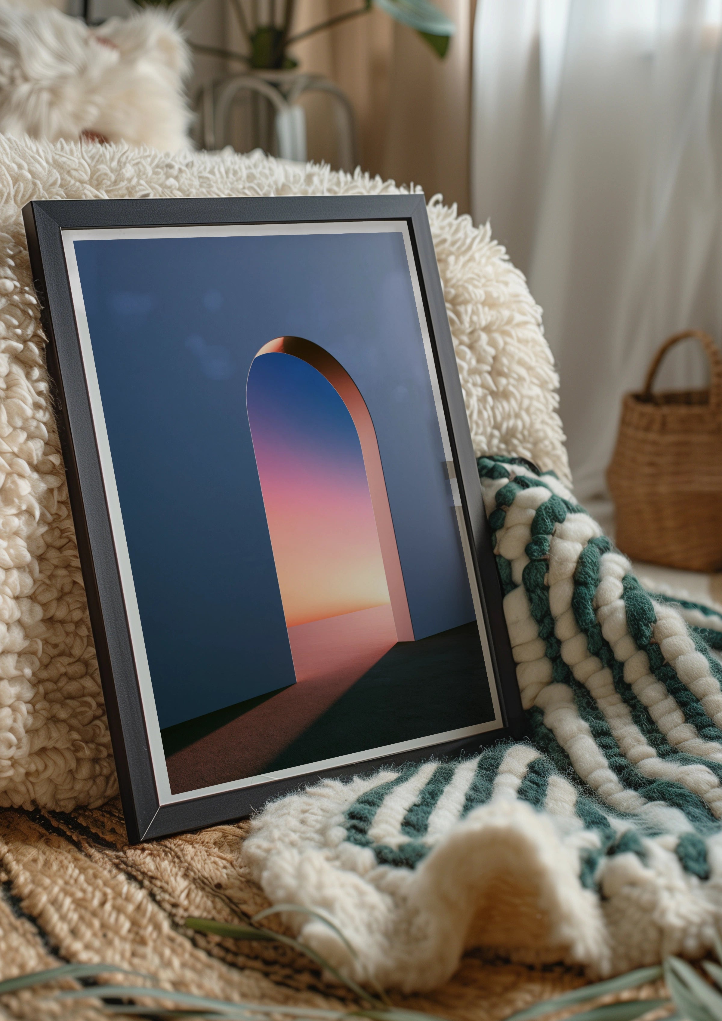 Surreal Arch Doorway Sunset Poster, Gradient Sky Wall Art, Minimalist Print