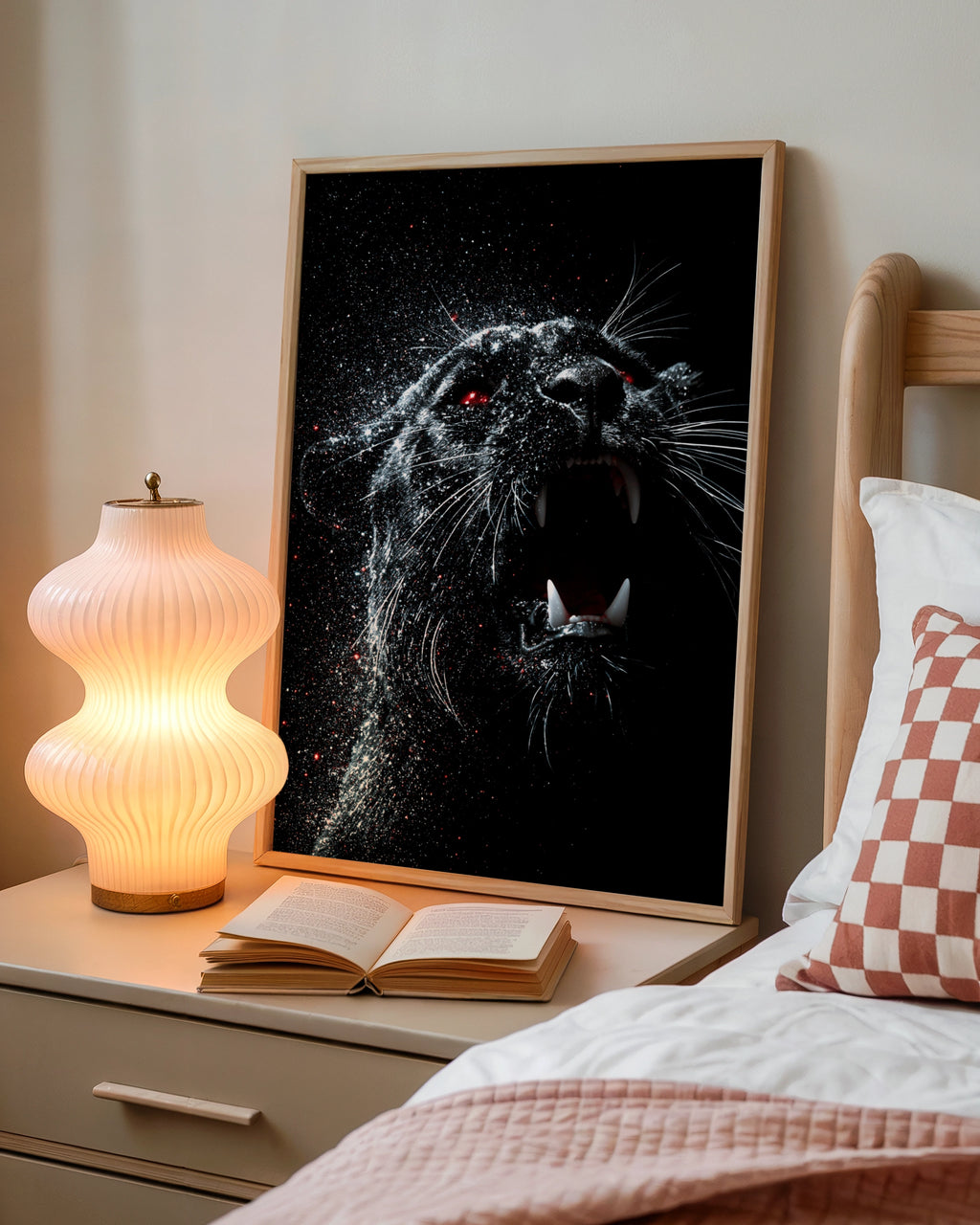 Black Panther Red Eyes Poster, Roaring Big Cat, Dark Dramatic Wall Art