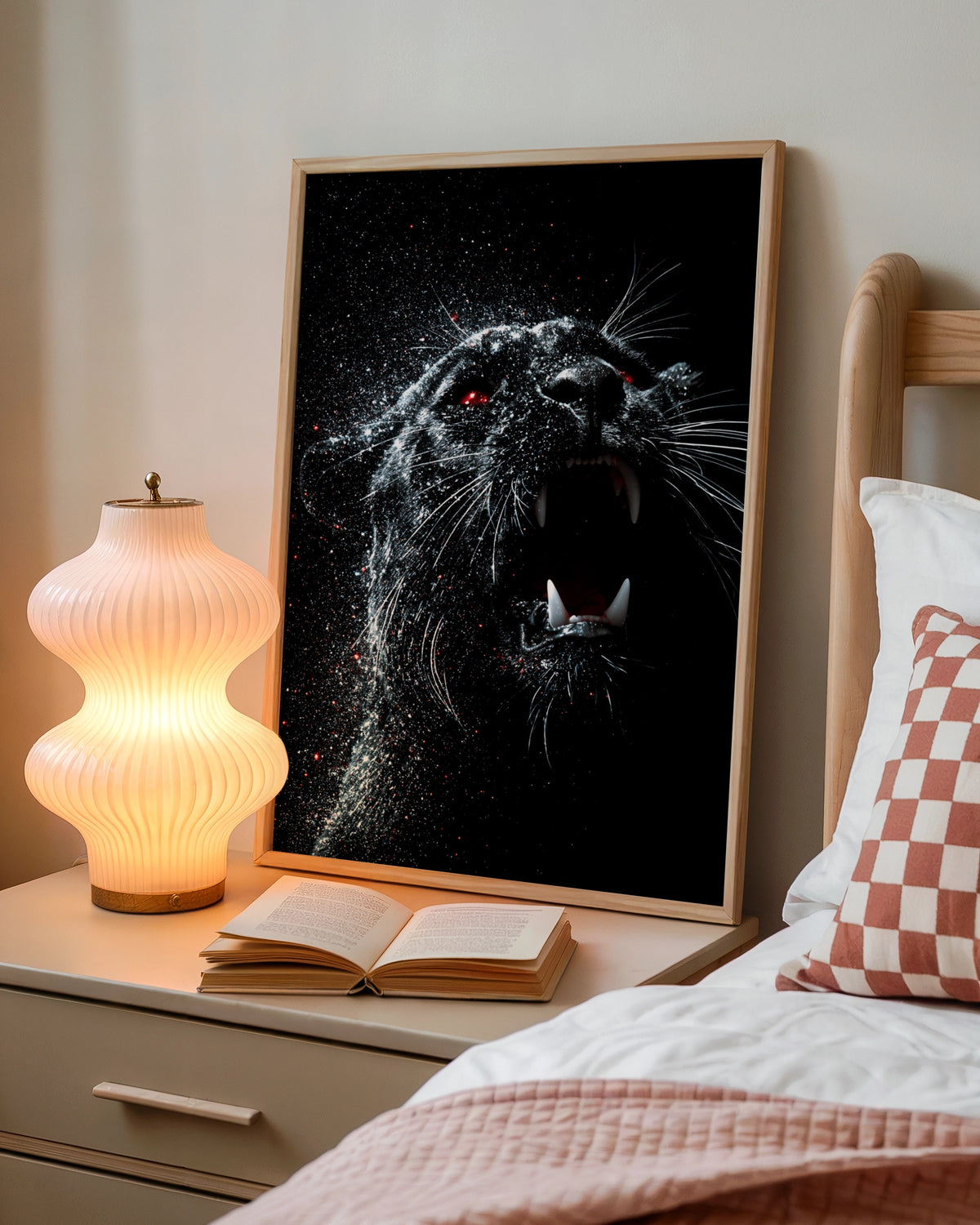 Black Panther Red Eyes Poster, Roaring Big Cat, Dark Dramatic Wall Art