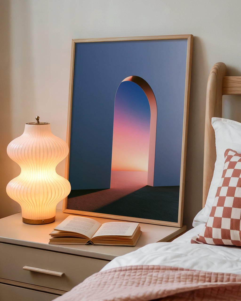 Surreal Arch Doorway Sunset Poster, Gradient Sky Wall Art, Minimalist Print