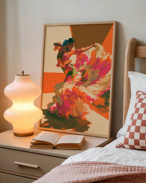 Flamenco Dancer Wall Art Poster, Spanish Dance Print, Bold Brushstroke Style