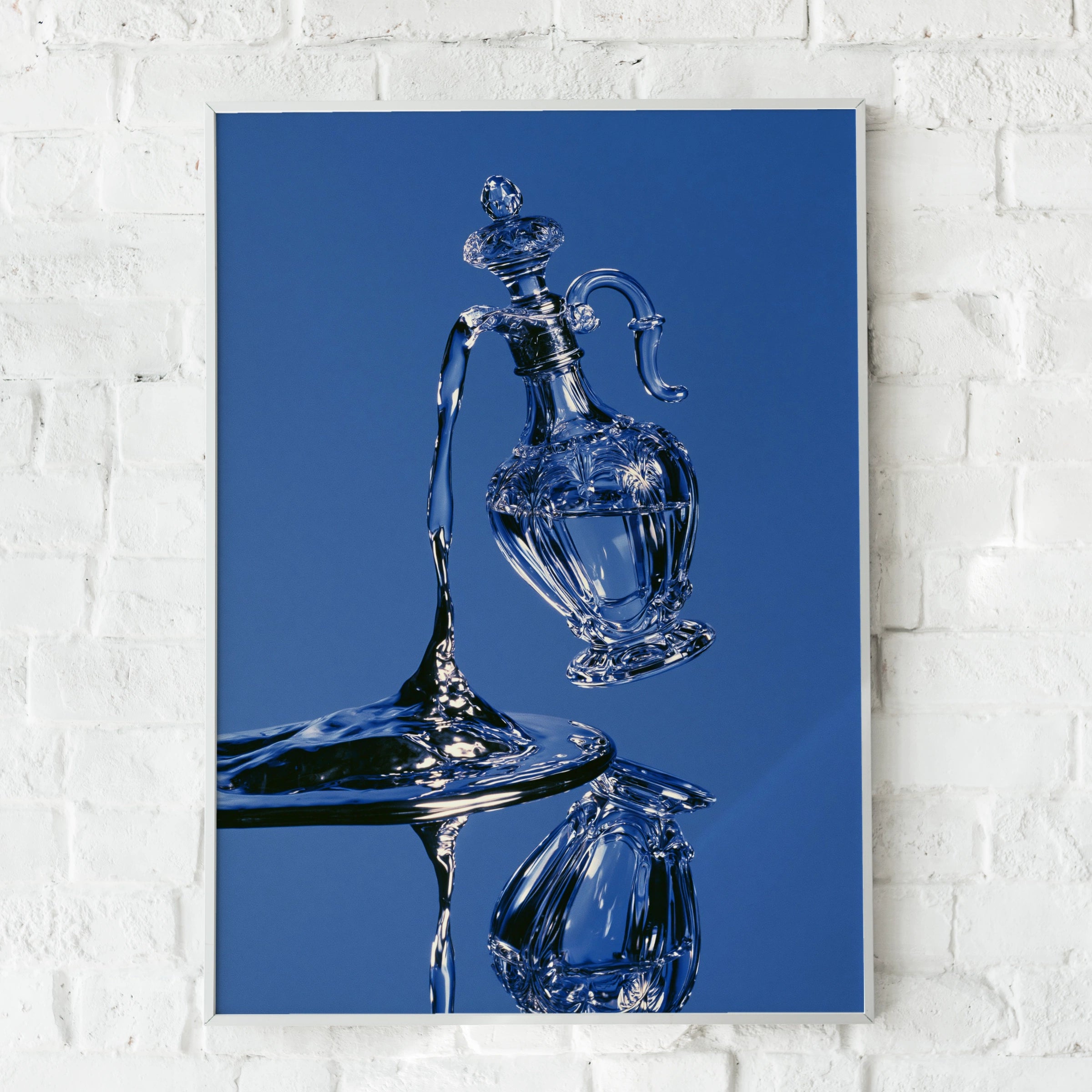 Crystal Perfume Bottle Mercury Abstract Poster, Blue Glass Art Print