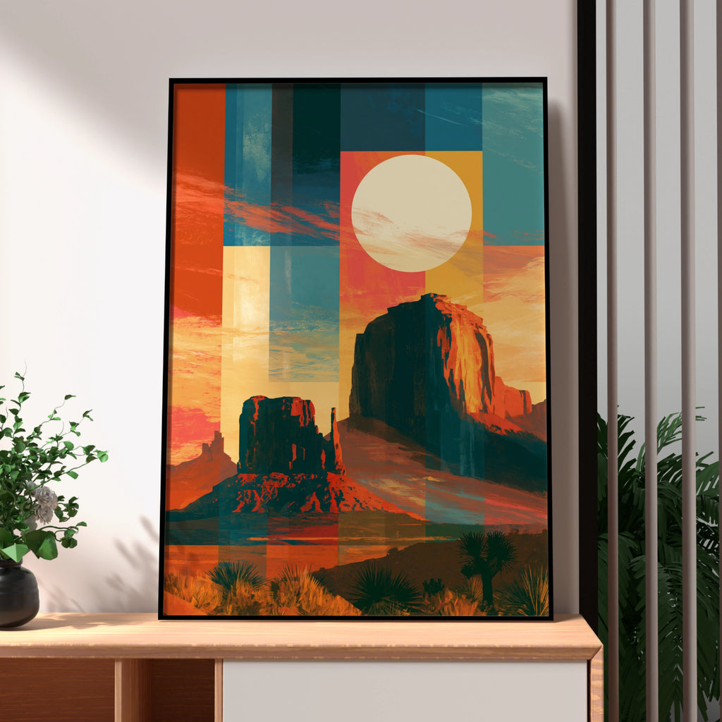 Canyon Abstract Poster, Desert Southwest Wall Art, Geometric Sunset Print