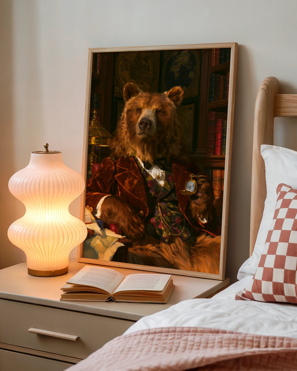 Smart Bear Portrait Poster, Victorian Gentleman Library, Regal Animal Art Print