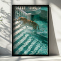 Tiger Leaping into Water, Villa Pool Wall Art Poster, Surreal Style