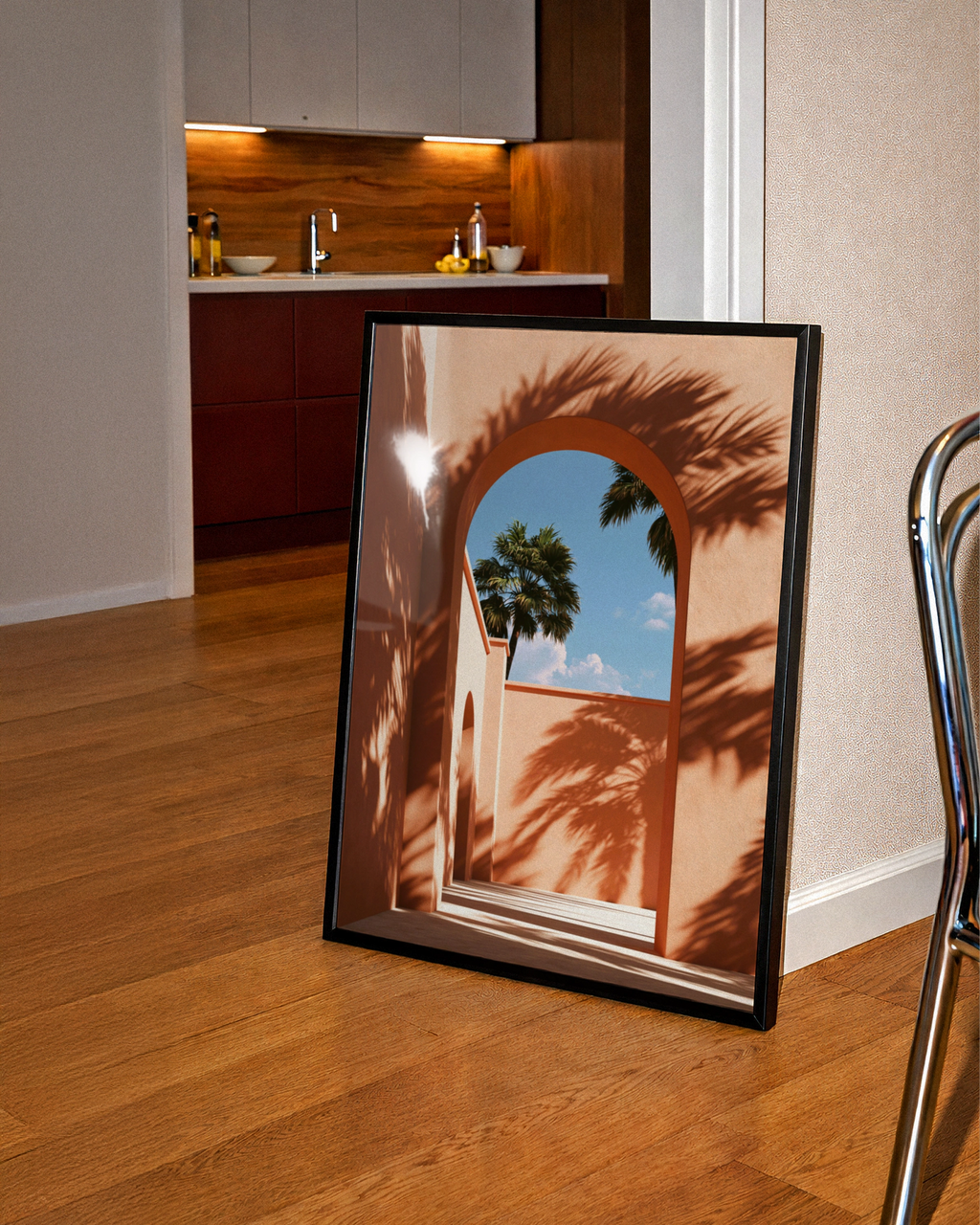 Middle Eastern Arch Palm Tree Poster, Terracotta Wall Art, Minimalist Print