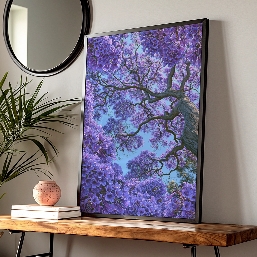 Jacaranda Tree Blossom Poster, Purple Floral Wall Art, Botanical Print