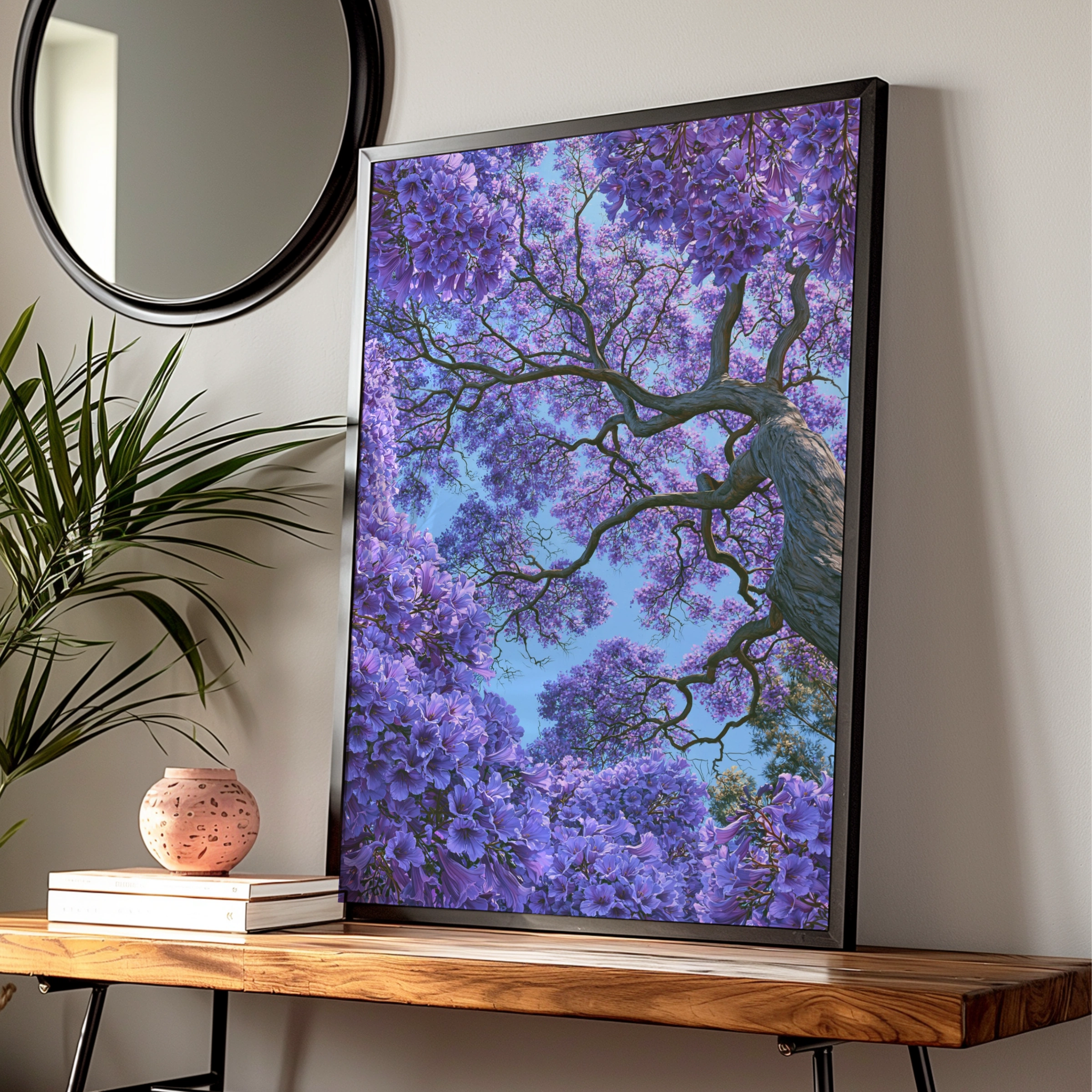 Jacaranda Tree Blossom Poster, Purple Floral Wall Art, Botanical Print