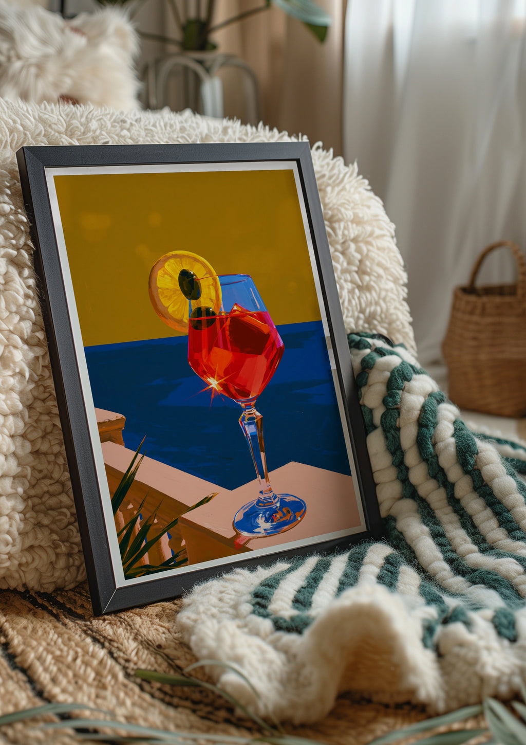 Red Sea Cocktail Poster, Mediterranean Drink Art Print, Bold Colourful Style
