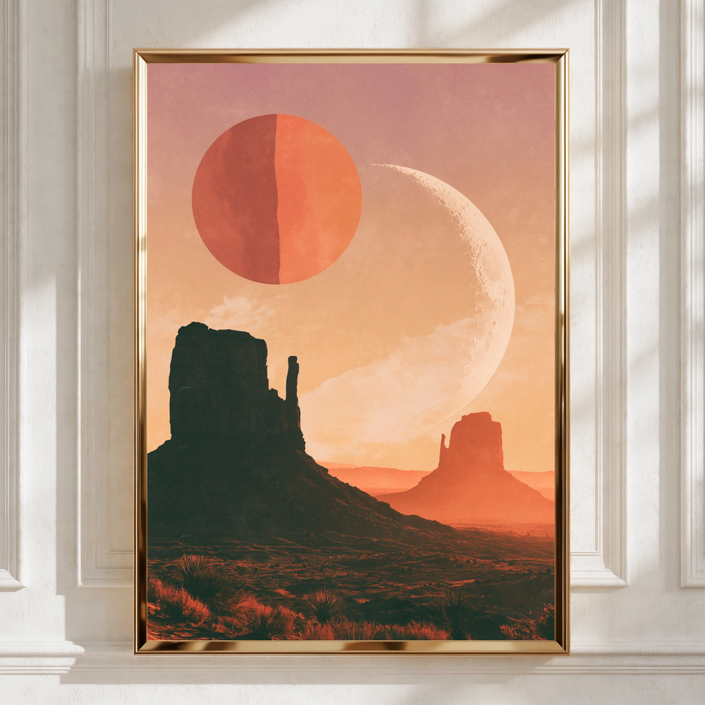 Canyon Desert Sun Poster, Monument Valley Wall Art, Boho Southwest Print