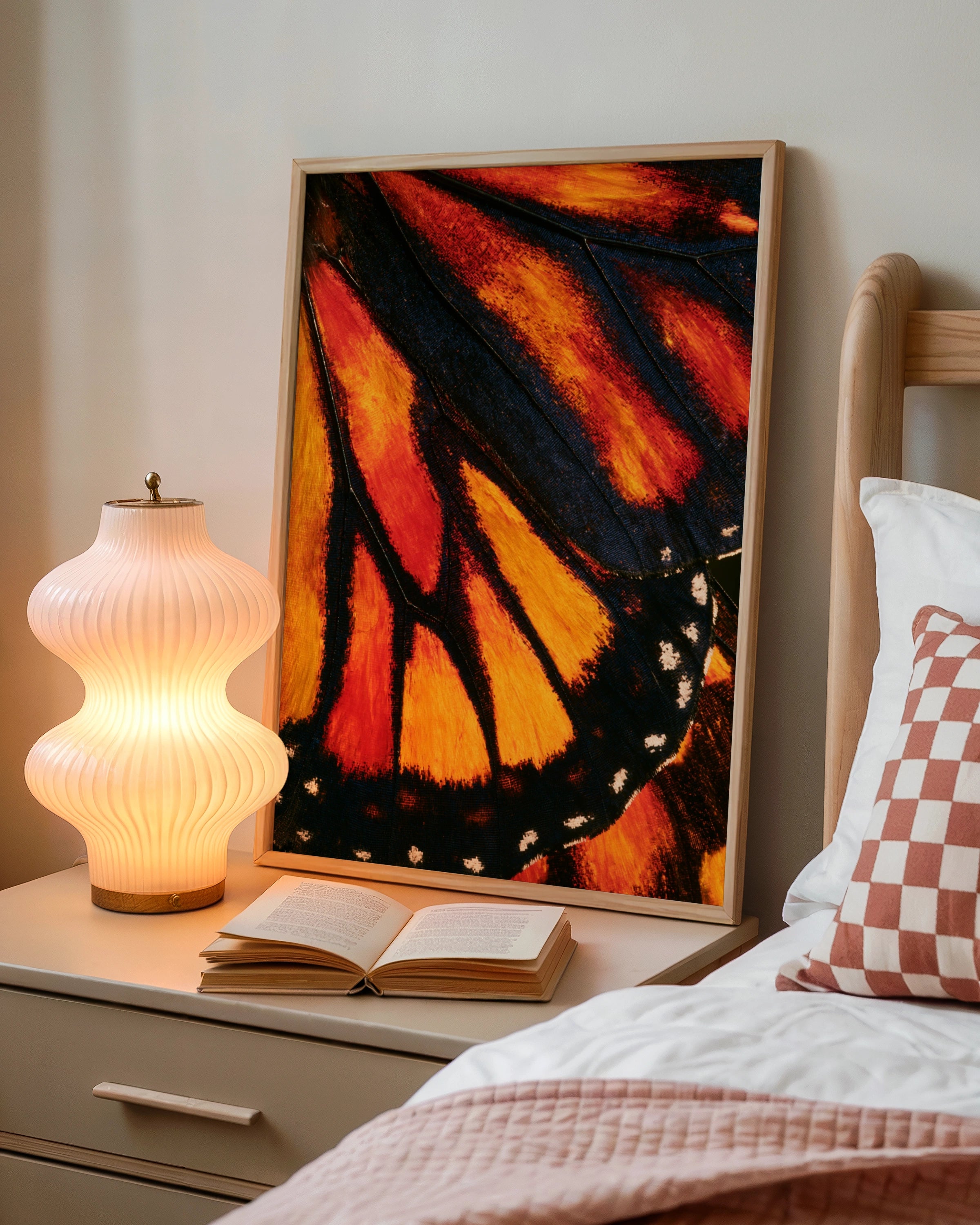 Butterfly Wing Close Up Poster, Macro Nature Print, Orange Black Art