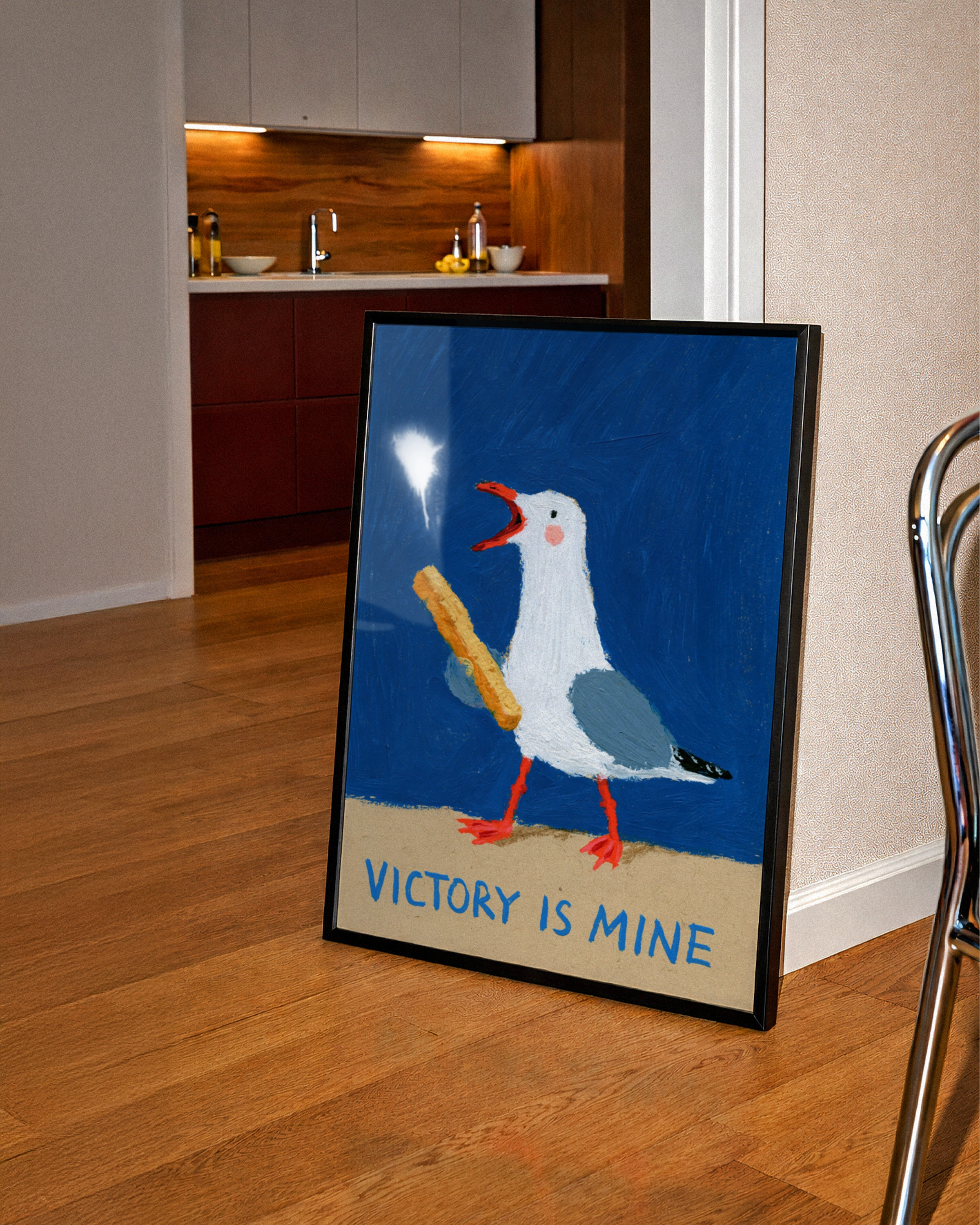 Seagull Victory Is Mine Poster, Funny Chip Thief Wall Art, Coastal Print