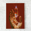 Crystal Prism Hand Poster, Mystical Celestial Art Print, Bohemian Wall Decor