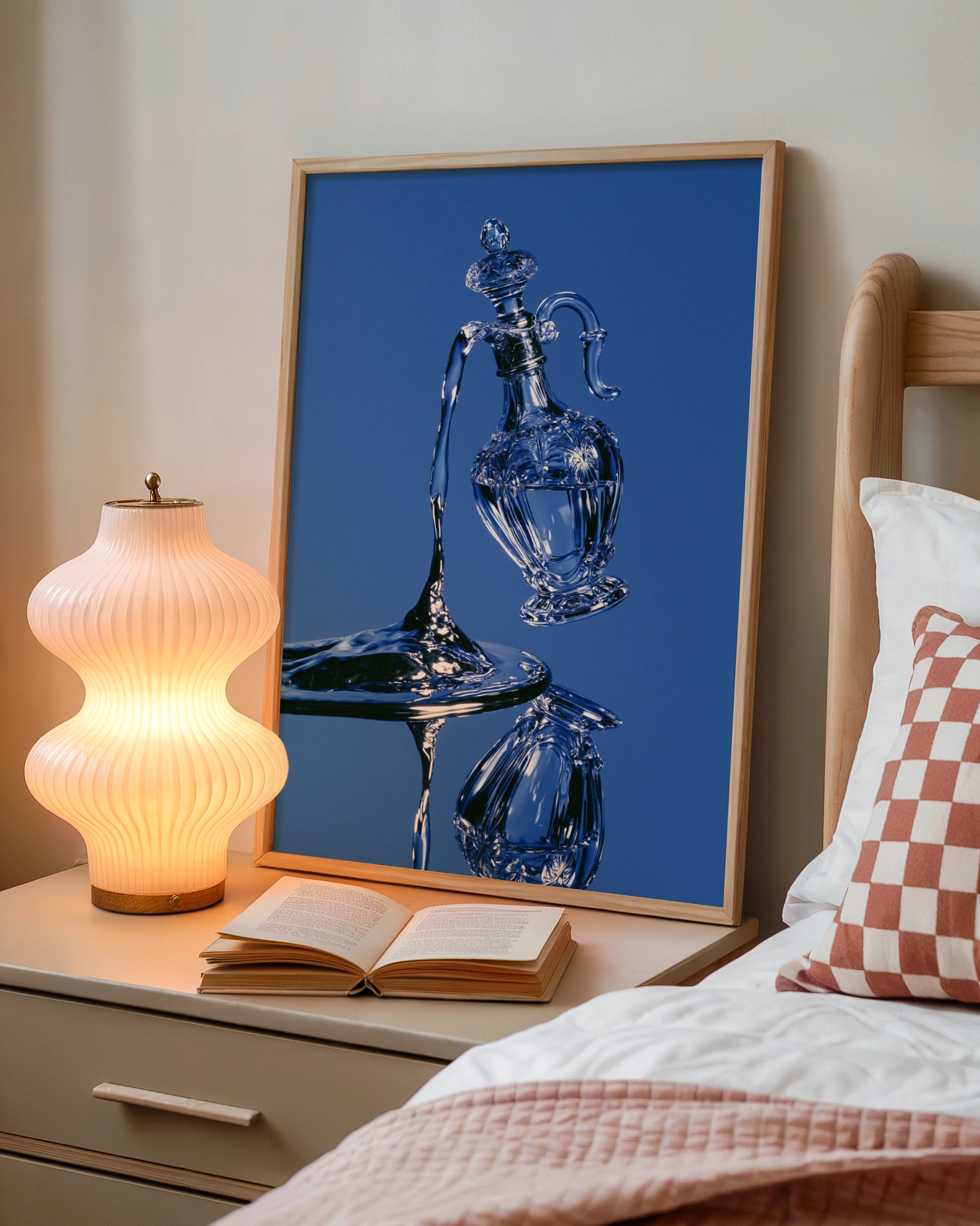 Crystal Perfume Bottle Mercury Abstract Poster, Blue Glass Art Print