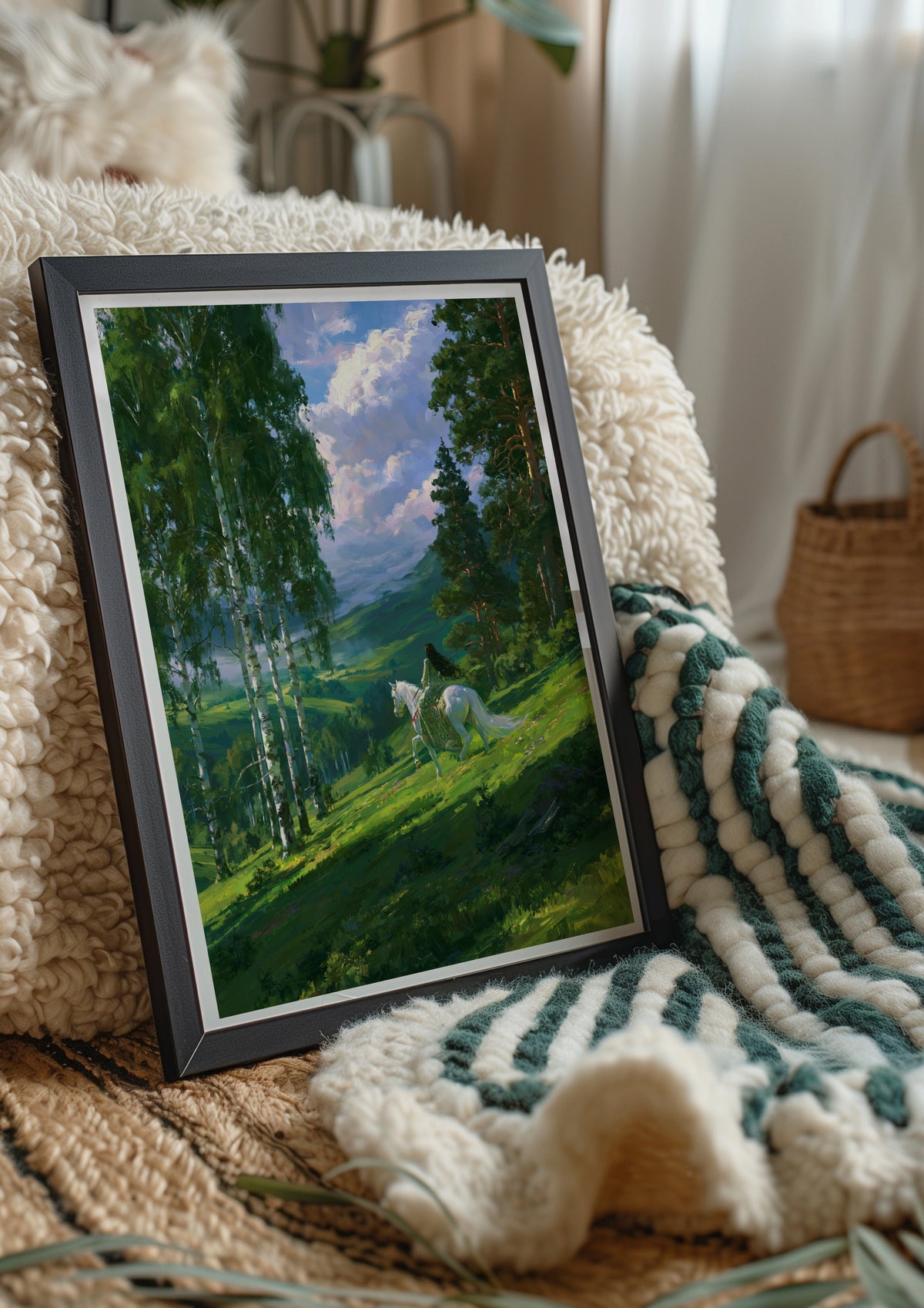 Pre-Raphaelite Woman Horse Riding, Forest Valley Poster, Romantic Art Print