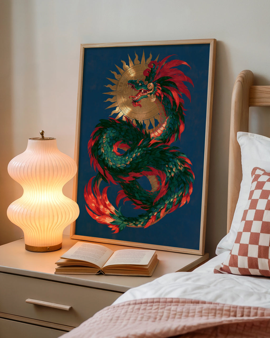 Quetzalcoatl Aztec God Poster, Feathered Serpent Wall Art, Mythology Print