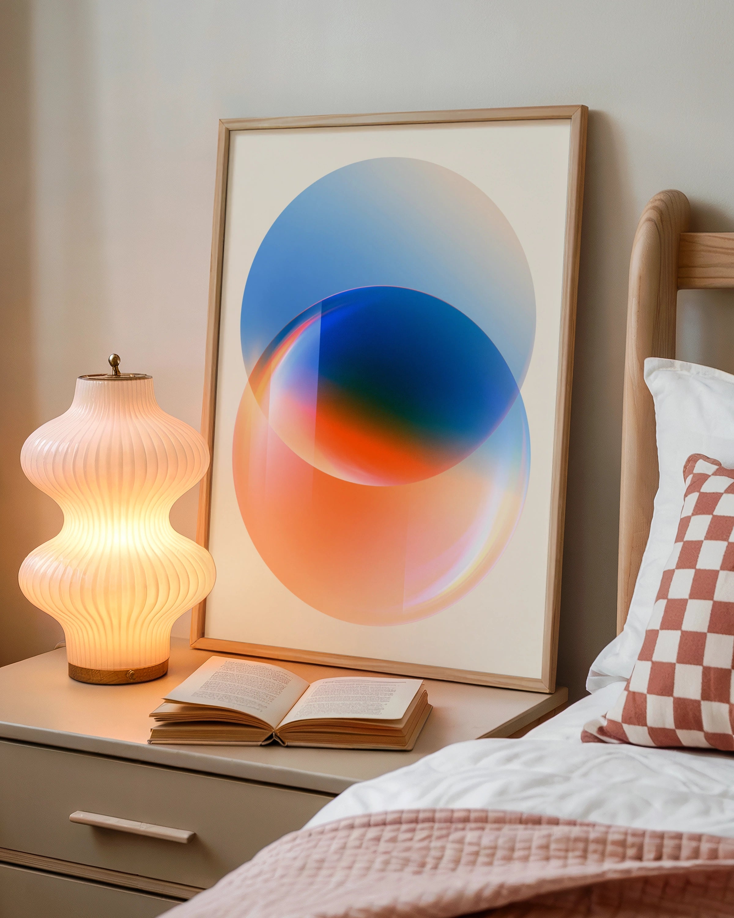 Abstract Geometric Circles Poster, Blue Red Gradient Wall Art, Modern Print