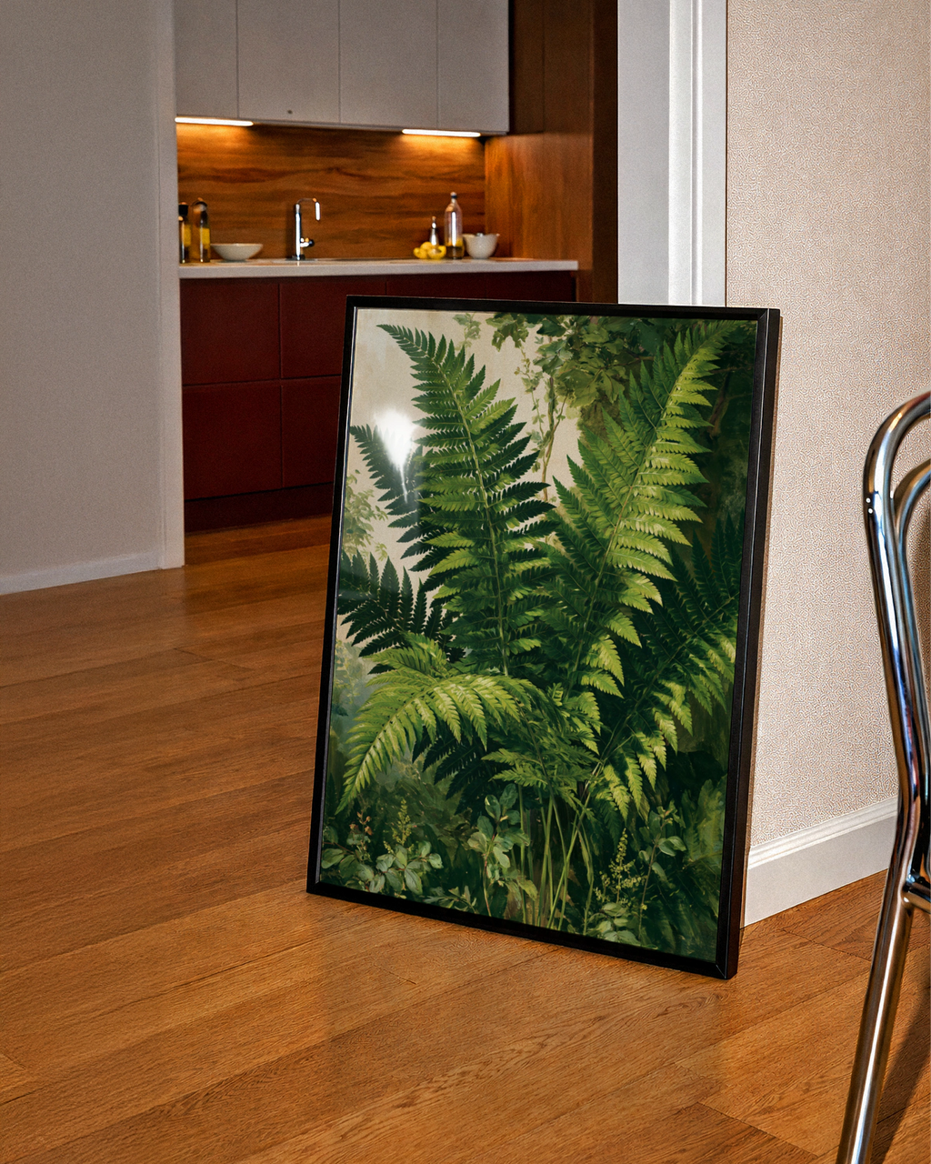 Fern Close Up Botanical Poster, Lush Green Leaf Print, Victorian Nature Art