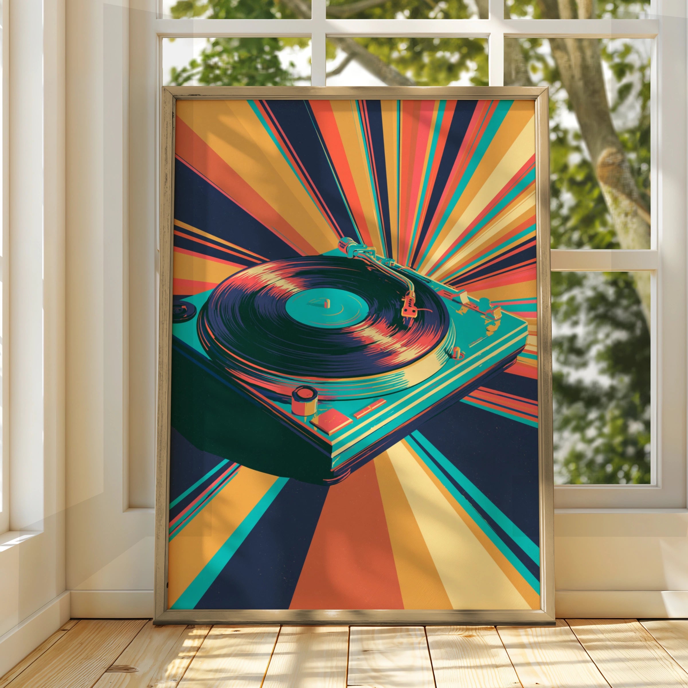 Record Player Poster, Vinyl Turntable Wall Art, Retro Pop Art Print
