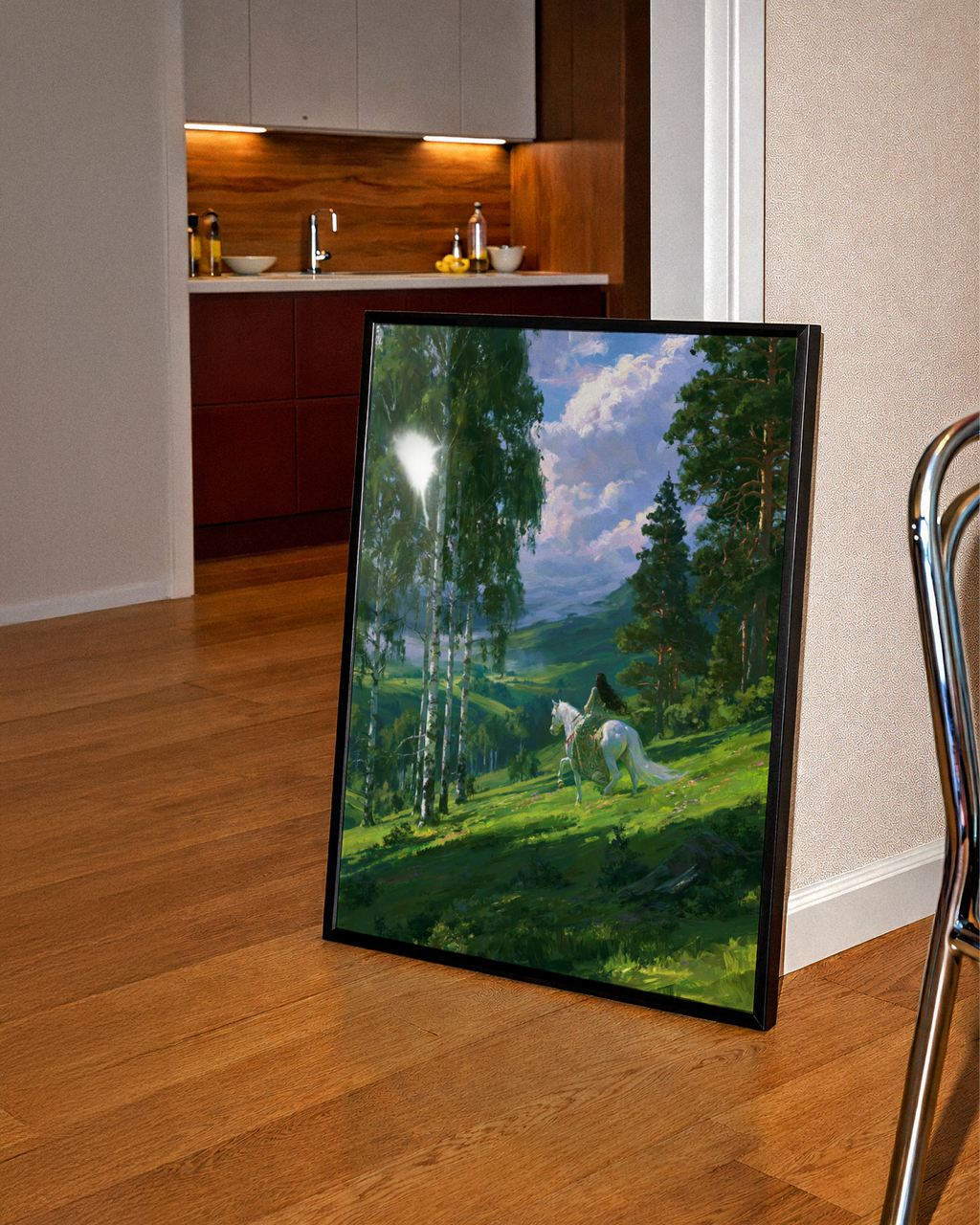 Pre-Raphaelite Woman Horse Riding, Forest Valley Poster, Romantic Art Print