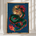 Quetzalcoatl Aztec God Poster, Feathered Serpent Wall Art, Mythology Print