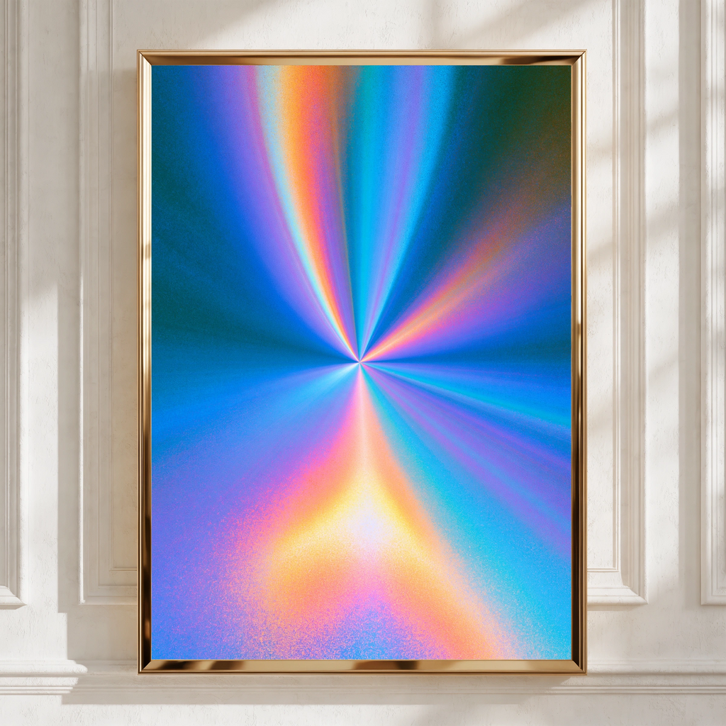 Gradient Spiritual Light Burst Poster, Rainbow Rays Abstract Wall Art Print