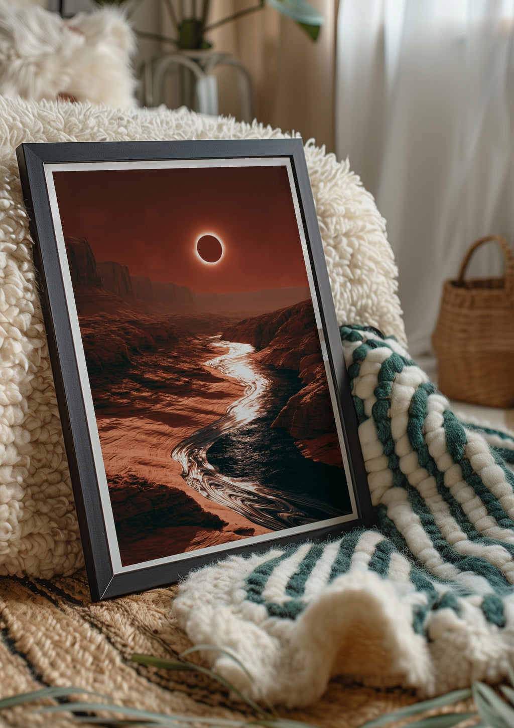 Canyon Eclipse Poster, Solar Eclipse Wall Art, Red Desert Print, Sci-Fi Landscape