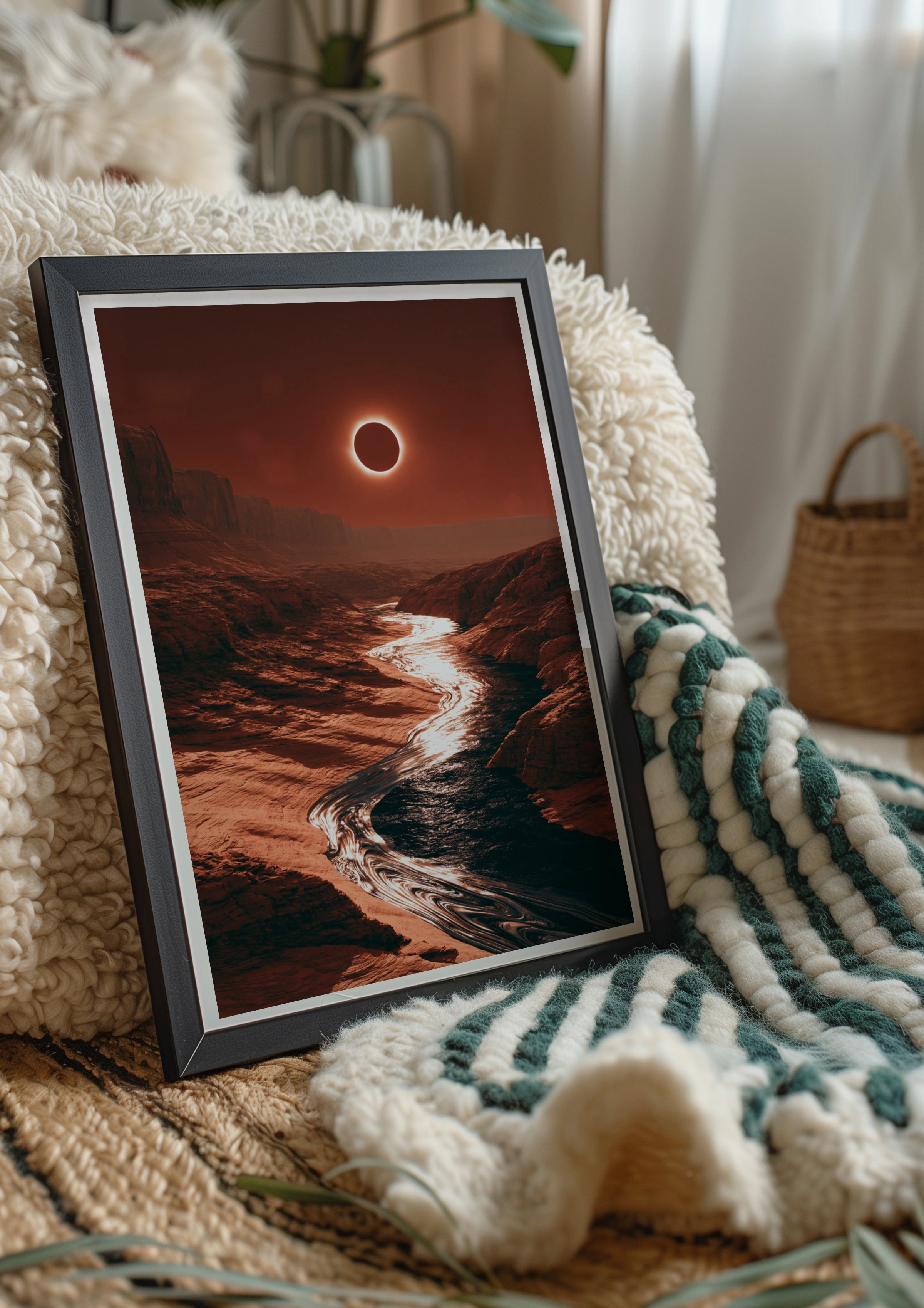 Canyon Eclipse Poster, Solar Eclipse Wall Art, Red Desert Print, Sci-Fi Landscape