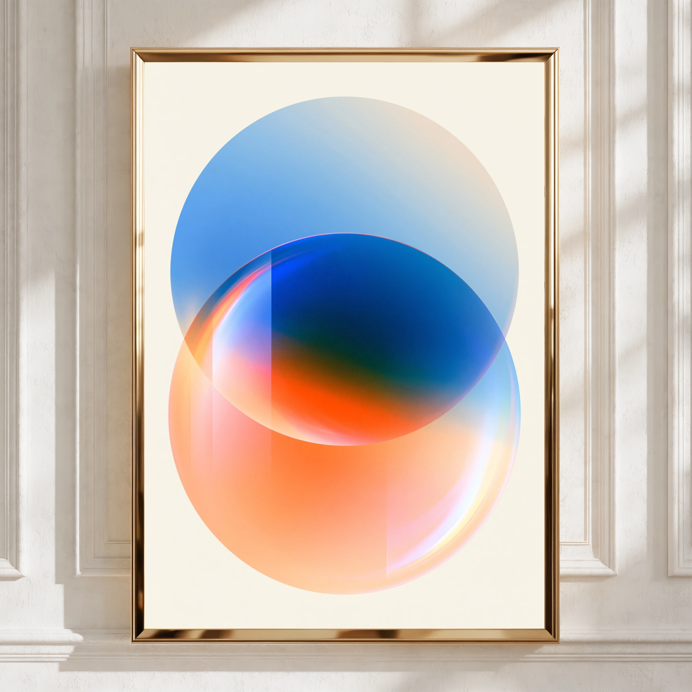 Abstract Geometric Circles Poster, Blue Red Gradient Wall Art, Modern Print