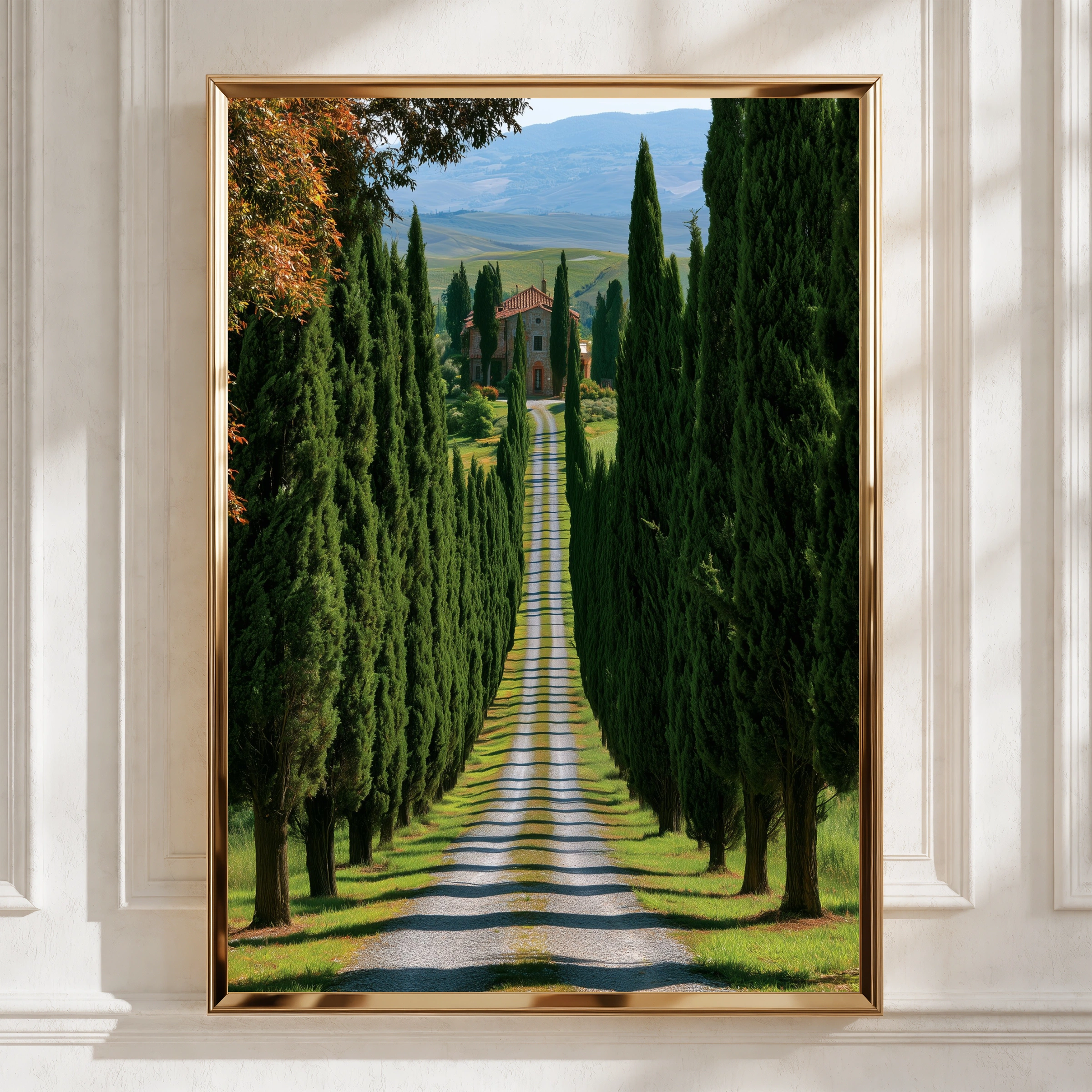 Tuscany Cypress Boulevard Wall Art Poster, Italian Countryside Print, Nature Landscape