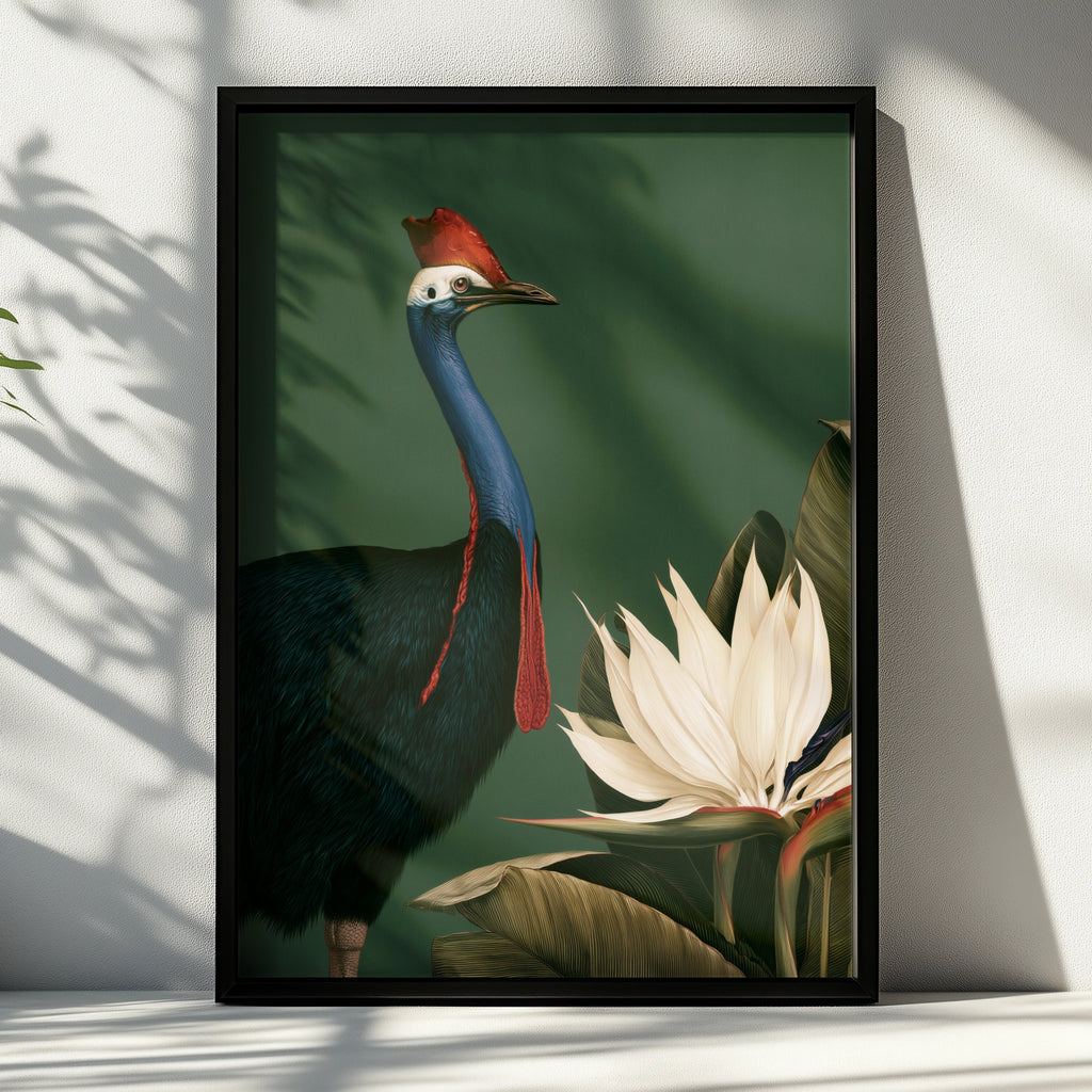 Cassowary Bird of Paradise Flower Poster, Tropical Botanical Wall Art Print