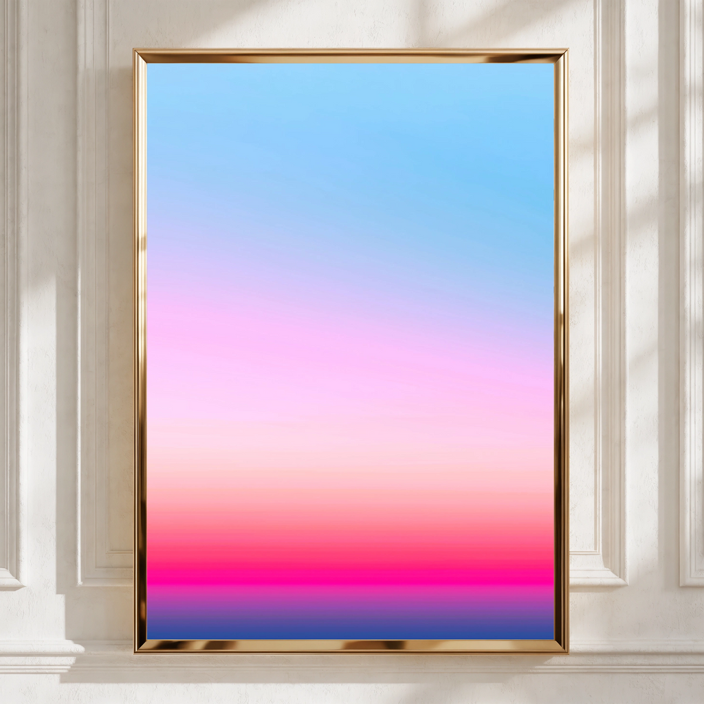 Sunset Gradient Sky Poster, Pink Blue Ombre Abstract Wall Art Print
