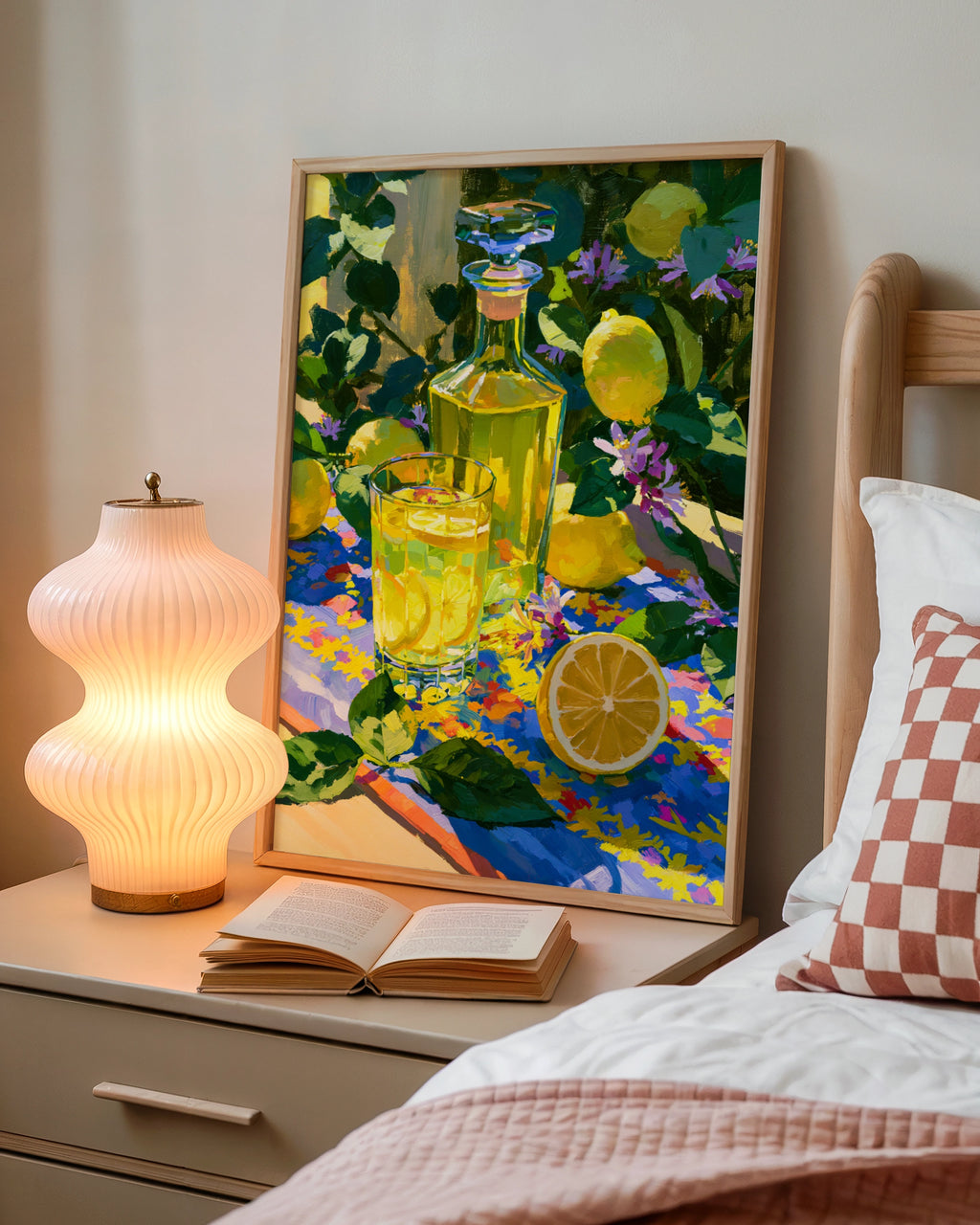 Limoncello Still Life Poster, Lemon Print, Italian Kitchen Wall Art