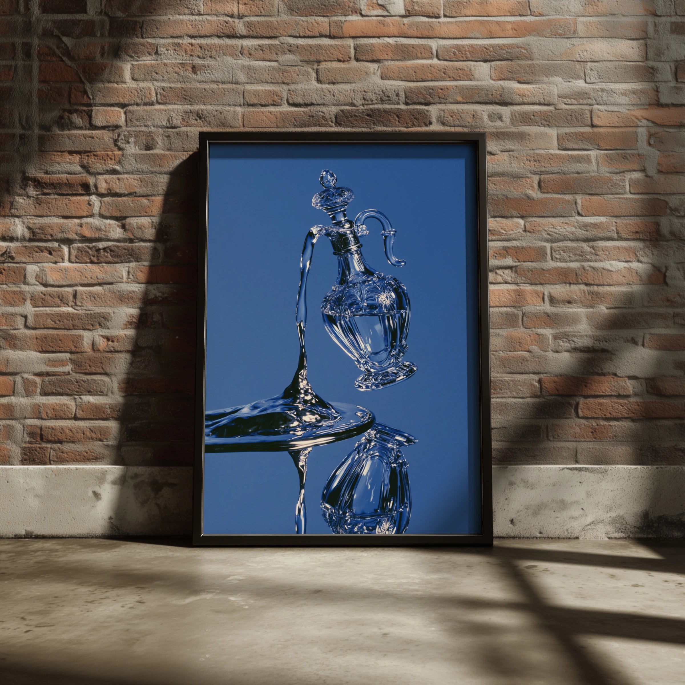 Crystal Perfume Bottle Mercury Abstract Poster, Blue Glass Art Print