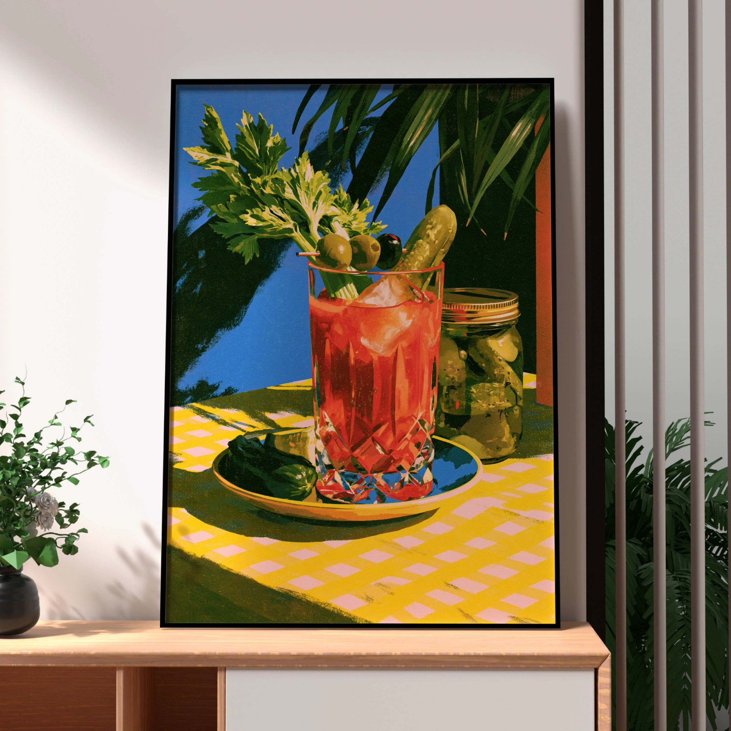 Bloody Mary Cocktail Poster, Retro Bar Wall Art, Bold Illustration Print