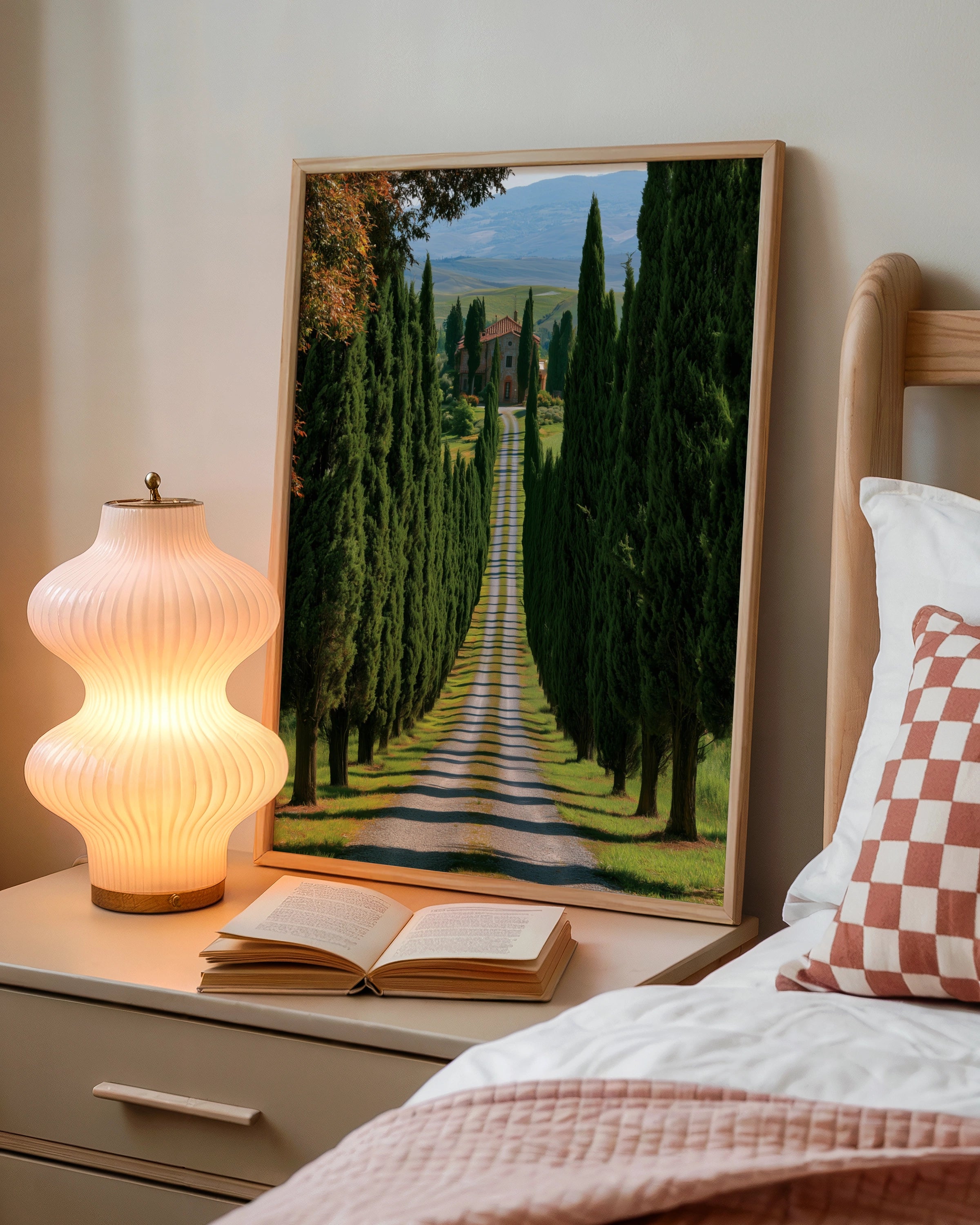 Tuscany Cypress Boulevard Wall Art Poster, Italian Countryside Print, Nature Landscape