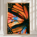 Butterfly Wing Close Up Poster, Macro Nature Photography Print, Orange Blue