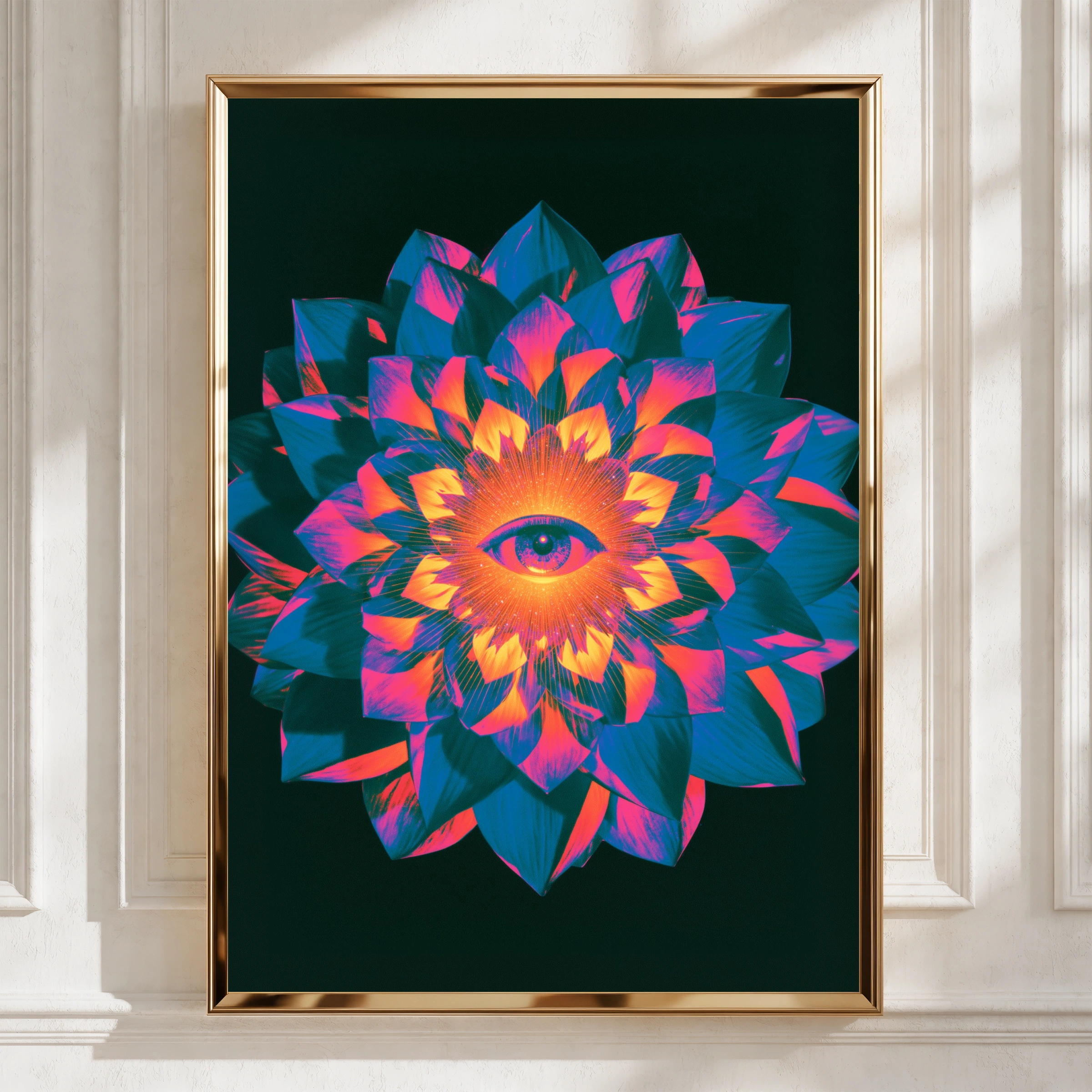 All Seeing Eye Spiritual Mandala Poster, Psychedelic Floral Wall Art